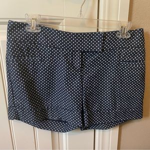 The Limited’s “Outback Red” polka dot denim shorts.